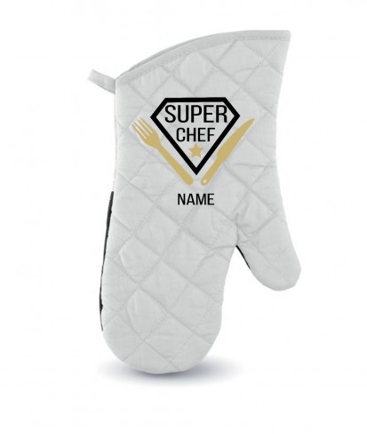 Personalised White Super-Chef Oven Glove